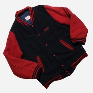 Mens Vintage 80s Wool Preppy College Varsity Canon Williams Promo Snap-on Jacket